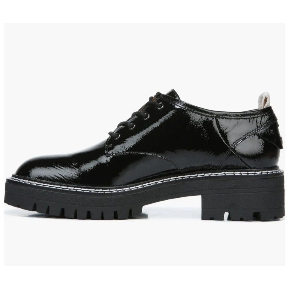 sarto florita platform Flat derby Solid Black Genuine Patent Leather 7.5